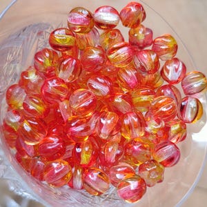 50/100pcs/6mm Orange yellow Melon Beads, Round Beads, Czech Glass Beads, Fluted Glass Bead, Ball Bead, Transparent bead, jewelry making Bead