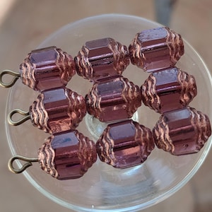 10/30/50 Purple Cathedral beads 10x8mm Czech glass beads Crown beads barrel Bicone Prop Fire polish beads Full coat bead bronze ends DIY