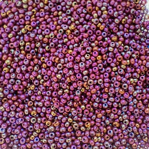 20g / 50g perle di semi di vetro ceco 11/0, perle di iris viola da 2 mm, rocailles ceche preciosa, foro rotondo, perle di semi opache, perline per gioielli