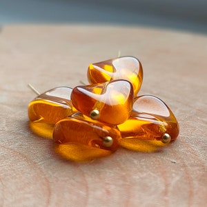 20/50 Czech Oval Glass Beads, 12x9mm Topaz Honey Beads, Transparent Bead, Irregular oval, Twist wavy beads, Jewelry bead, Bohemian Bead