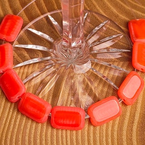 10 Premium Czech Glass Rectangle Beads, 12x8mm Opaque mix Orange Glass Beads, Table cut beads, Bohemian Glass Beads, Jewelry making beads