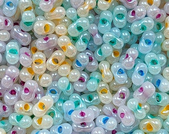 10g/25g/50g Farfalle Seed Beads MIX, Blue Green Yellow Purple White, 6x3mm, Czech Glass Beads, Seed beads, Peanut beads, Jewelry making bead