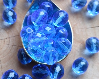 10 Perles Facettées De Bohème 10 Mm Saphir - Preciosa - Neuf - Pour Création Bijoux
