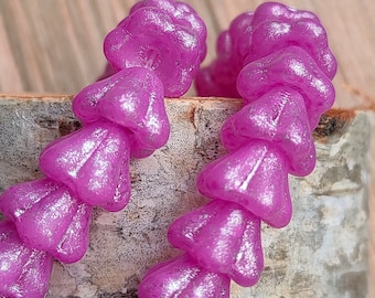 25 Stück Luster Pink Böhmische Glasglockenblumen