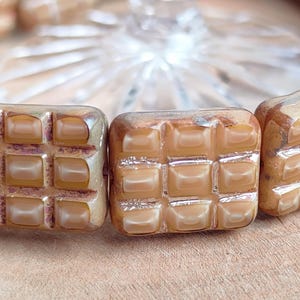 Perle rettangolari in vetro ceco Picasso, taglio da tavolo color oro marrone (15 x 13 mm)