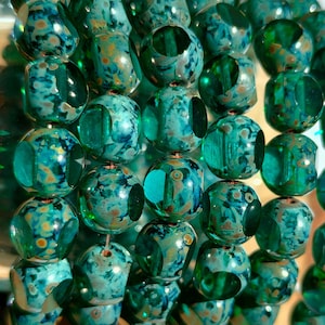 Perline di vetro ceco verde scuro Picasso rotonde a taglio triangolare 10/25, perline di vetro ceco trasparenti da 10 mm, perline di vetro triangolari, perline per la creazione di gioielli
