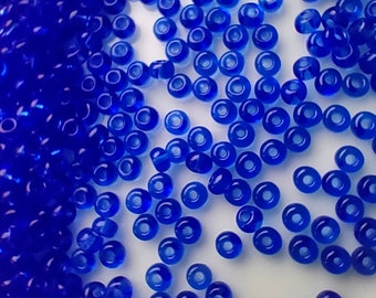 Czech Glass Seed Beads 6/0 - Transparent Blue Rocailles for Jewelry Making