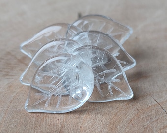 Czech Glass Leaf Beads, 18x13mm Crystal Clear Bohemian