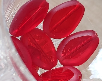 Cuentas de cristal checo rojo en forma de lágrima, talladas a mano (18 x 12 mm)
