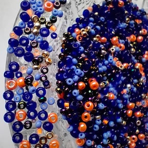 Perle di semi di vetro cechi, mix-Blue Orange Gold per la produzione di gioielli, Preciosa Rocailles, forniture per perline-20g / 0,04lb / 0,7oz, 50g / 0,11lb / 1,8oz