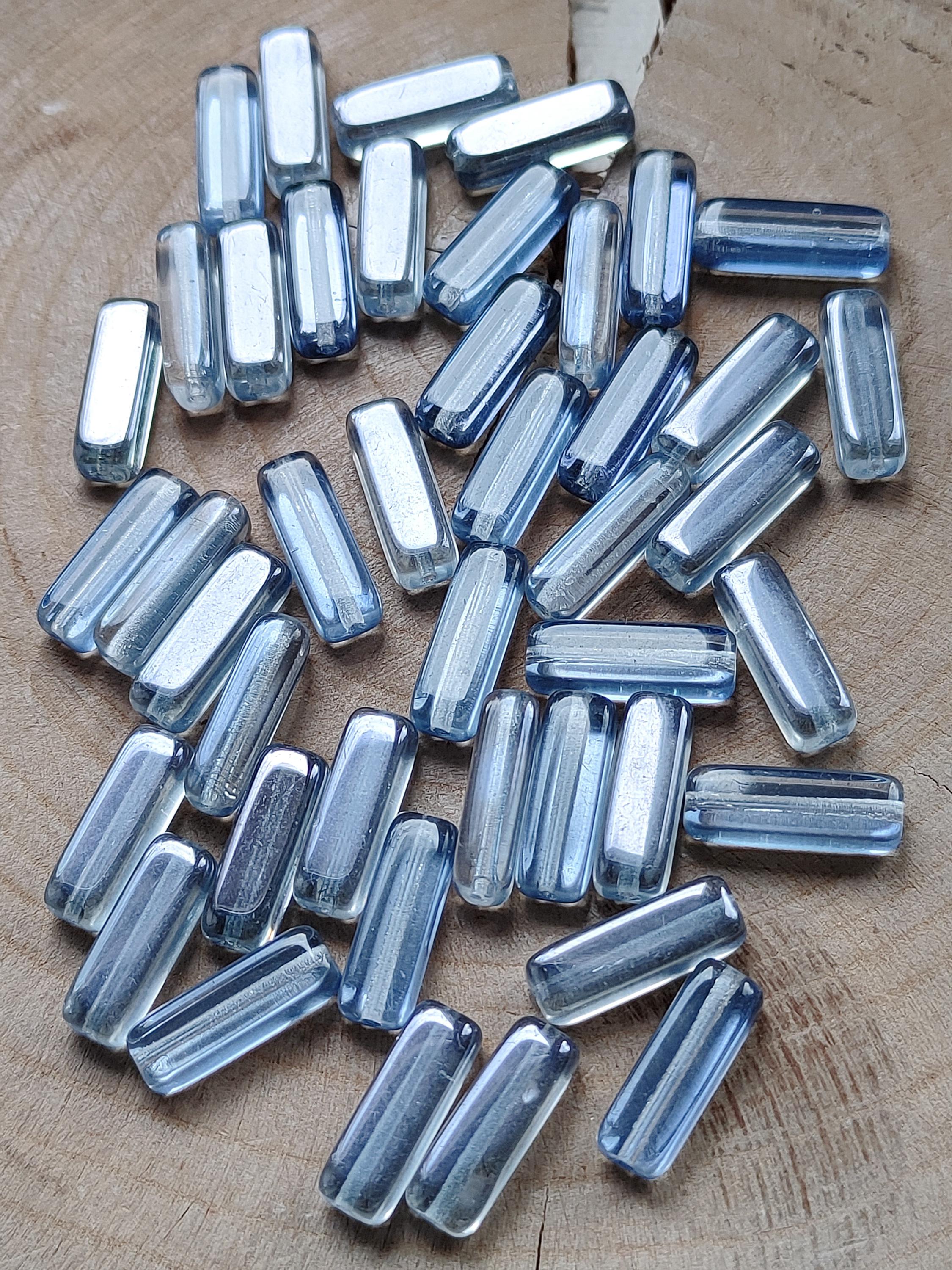 10/20 Czech rectangle glass beads 15x5mm gray pressed beads Transparent luster beads Stick tube beads Jewelry making bead Bohemian bead