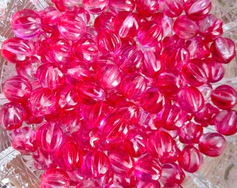 Perles de verre tchèques de 10 mm en forme de melon, perles roses transparentes, pour la création de bijoux DIY