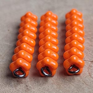 40/60 Bell Flower Czech Glass Beads, 4x6mm Opaque bright Orange bead cap, mini bells, Pressed flower beads, Jewelry making beads, DIY