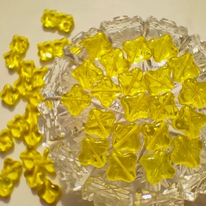 20/50pcs Premium Czech glass beads - 10mm yellow pressed glass beads - Square czech glass beads, Transparent beads, Jewelry making beads