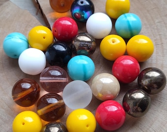 14 mm tjeckisk glaspärlmix, runda sopppärlor, smyckestillverkning