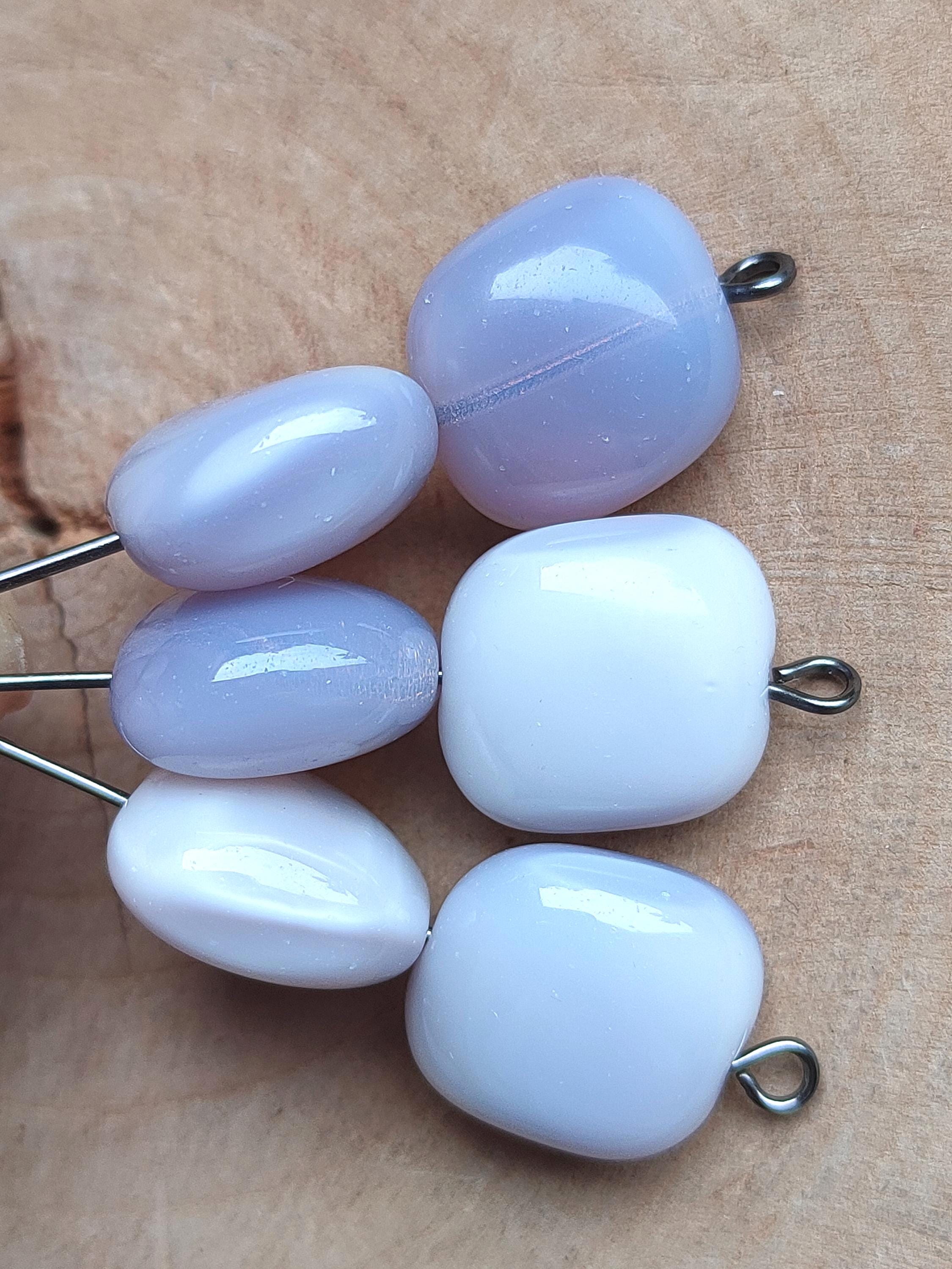 18 Vintage Blue Purple Acrylic Smooth Rectangle Beads - 22x15mm - New Old Stock For Jewelry Making