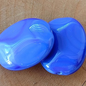 1 Czech glass potato bead, 25x20x10mm blue bead, oval bead, large opaque bead, Pressed glass bead, Jewelry making bead