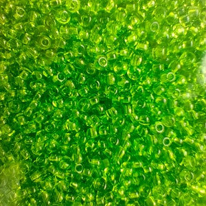 Perle di semi di vetro ceco premium 500g / 1,1lb / 17,6oz, Preciosa, 10/0, 11/0, Rocailles trasparenti verdi, perline per la produzione di gioielli, all'ingrosso