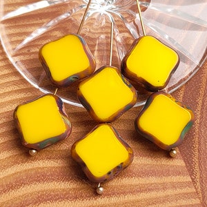 Perline quadrate di vetro ceco Premium Picasso da 10/30/12mm, perline di vetro ceco Picasso giallo, perline opache, perline di vetro Boho, perline di gioielli