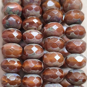 30/9x6mm Premium Czech Glass Rondelle beads, Brown Picasso glass beads, Opaque Donut bead, Czech Fire Polish Glass Beads, Jewelry making