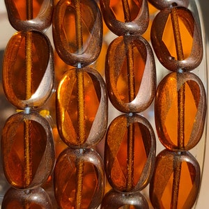 10/20 Czech Oval Glass Beads, 14x8mm Topaz Bronze Beads, Transparent Oval Glass Bead, Jewelry making bead,Bohemian Glass Bead