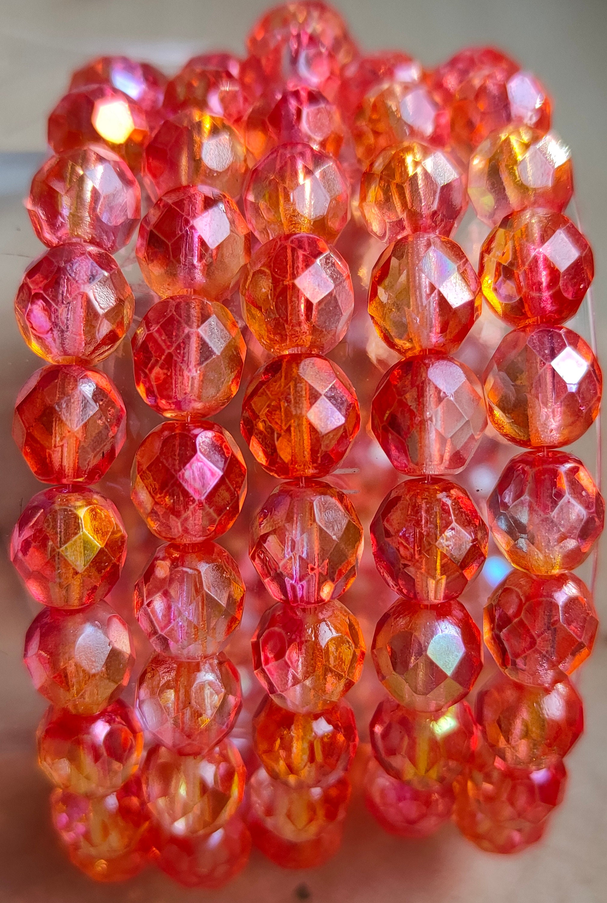 Faceted Vertical Teardrop Beads Czech Glass Firepolish TOPAZ 7x5mm (25pcs)