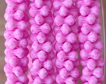 Böhmische Glasperlen Blumen, Opak Marmor Rosa, 7 x 4 mm