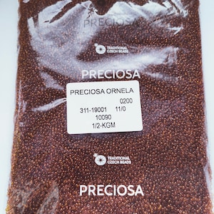 Perle di semi di vetro ceco premium 500g / 1,1lb / 17,6oz, Preciosa 11/0, Topazio molto scuro Rocailles trasparenti, perline per gioielli, all'ingrosso 65000pcs