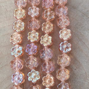 20/50 Premium Czech Glass Hawaii flower Beads, 6 mm Transparent Light Orange AB lustered bead, Pressed Glass Bead, Jewelry making beads DIY