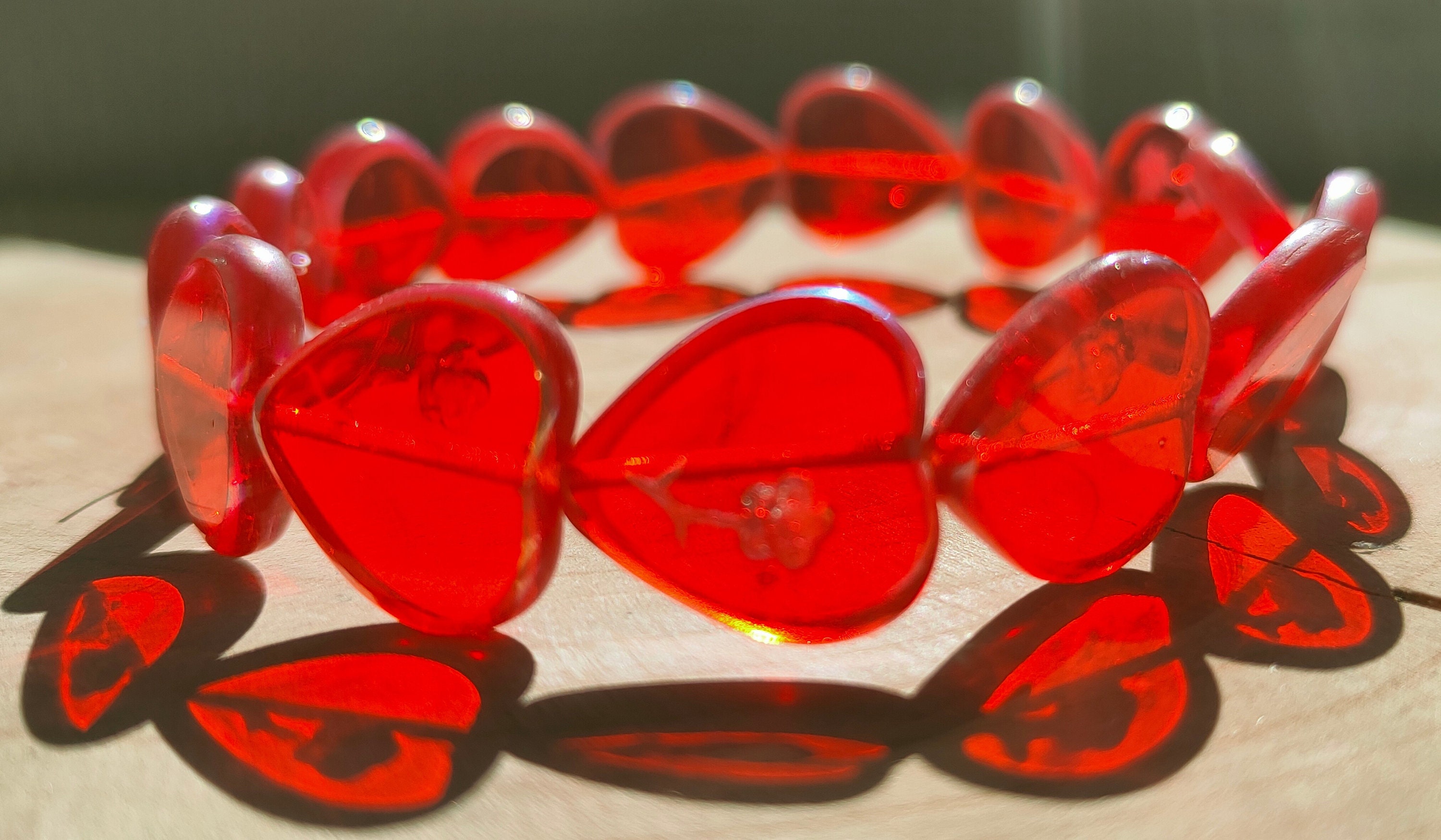 10 Premium Czech Glass Heart Beads 16x17mm Transparent Red Etsy