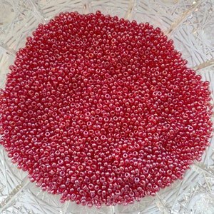 10/0 Premium Czech Glass Seed Perline, Red Raspberry Luster Preciosa Czech Rocailles, Perline-25g /0,06lb/0,9oz, 50g/0,11lb/1,8oz