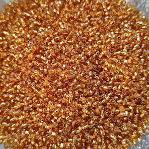 Perline di vetro ceco di prima qualità 10/0 da 2 mm, topazio chiaro, foderate in argento, Preciosa Czech Rocailles, forniture per perline - 25 g/0,06 libbre/0,9 once, 50 g/0,11 libbre/1,8 once