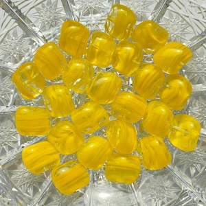 10/25 Stück Böhmische Glasperlen, Marmor Gelb, Kristall Perlen 10x12mm, Schmuckherstellung Perlen, Rechteck Perlen, Gepresste Perlen