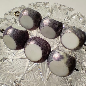 10 perle di vetro ceco bianco grigio Picasso rotonde a taglio triangolare, perle di vetro ceco da 12 mm, perle di vetro opache, lucidate a fuoco, triangolari, perle per la creazione di gioielli