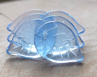 Czech Glass Leaf Beads, 18x13mm Transparent Light Blue Bohemian