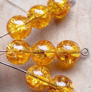 10/25/10mm Czech Crackled Glass Bead, Topaz Round Glass Beads, Czech pressed bead, Jewelry making bead, Transparent Glass beads