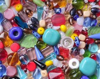 Czech Glass Beads Mix, Opaque & Transparent, Jewelry Making, Beginner Friendly