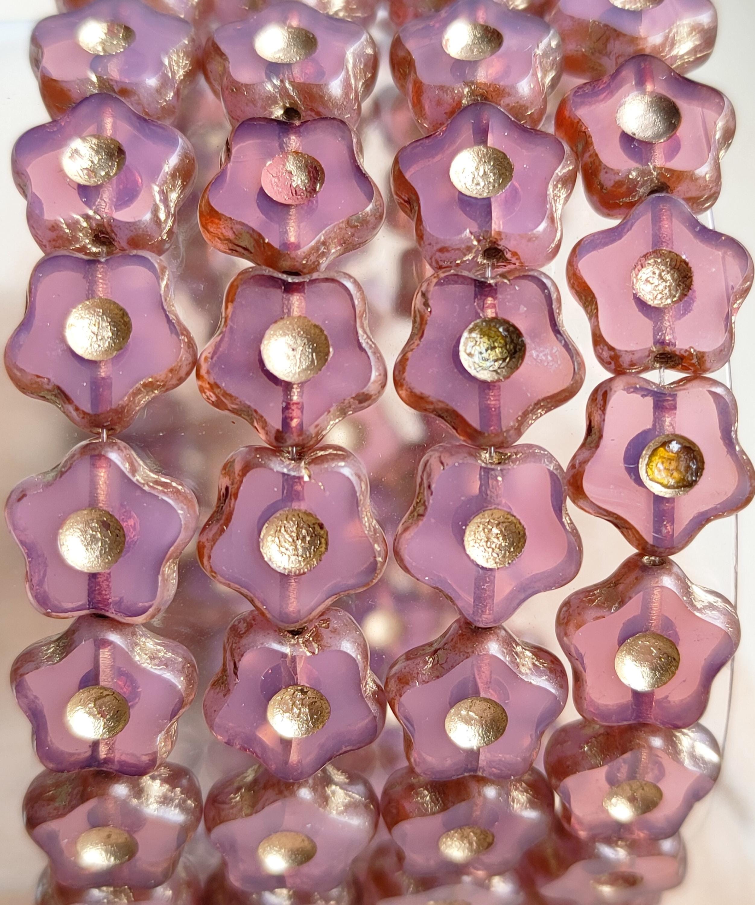 Lot De 18 Perles De Verre Vieux Rose 12 Mm - Trou 0,6 Mm - Pour Création Bijoux