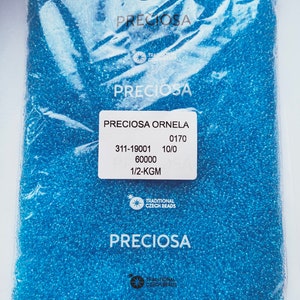 Perle di semi di vetro ceco premium 500g / 1,1lb / 17,6oz, Preciosa 10/0, Light Aqua Blue Transparent Rocailles, perline per gioielli, all'ingrosso 45500pcs