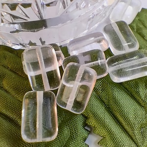 30 Czech glass beads,rectangle clear 12x8mm glass Czech beads, Pressed glass beads, Transparent glass beads, Wholesale