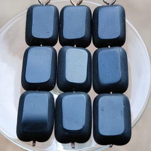 10 Premium Czech Glass Rectangle Beads, 12x8mm Black beads, Opaque Table cut beads, Bohemian Glass Beads, Jewelry making beads, DIY