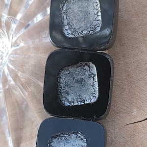 5 pezzi/14 mm perline di vetro ceco Premium Picasso, perline di vetro quadrate nere argentate, perline opache tagliate a tavolo, perline per la creazione di gioielli