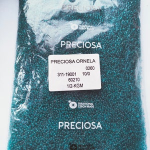 Perle di semi di vetro ceco premium 500g / 1,1lb / 17,6oz, Preciosa, 10/0, Turchese Transparent Rocailles, perline per la produzione di gioielli, all'ingrosso