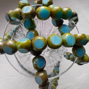 30 perline - Vetro Ceco Azzurro Picasso Round Tri Cut Perline - Perle di Vetro Ceco Opaco - 8mm
