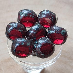 Perline di vetro ceco 10/25 rosso scuro Picasso rotonde a taglio triangolare, perline di vetro ceco trasparenti da 10 mm, perline di vetro triangolari, perline per la creazione di gioielli