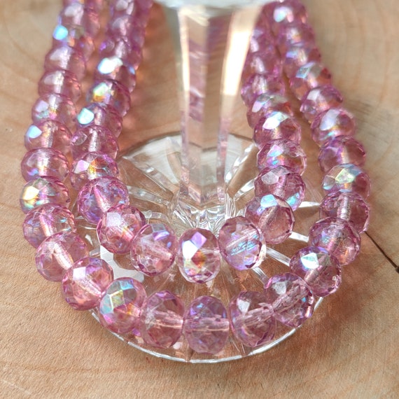 Perles De Verre Tchèque Tubes 6mm Couleur Framboise - Lot De 40g Pour Bijoux Et Broderie