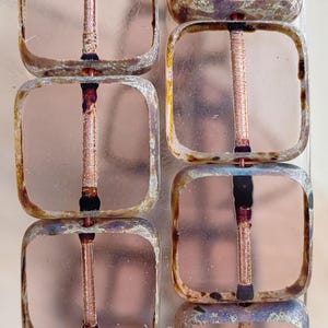 5 perle di vetro quadrate Picasso ceche Premium, perla di vetro piatta ametista chiara da 13 mm, perla trasparente tagliata al tavolo, perla per creazione di gioielli, fai da te
