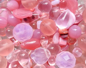 25g/50g/100g Bulk Glass Bead Mix Pink, Bead Soup, Czech Bead Mix,Bohemian Beads,Craft Bead,Jewelry Making Bead, Surprise bag