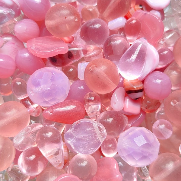 25g/50g/100g Bulk Glass Bead Mix Pink, Bead Soup, Czech Bead Mix,Bohemian Beads,Craft Bead,Jewelry Making Bead, Surprise bag
