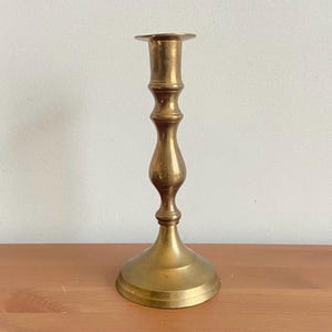 Vintage brass candle holder - single candle holder - 8.2” tall